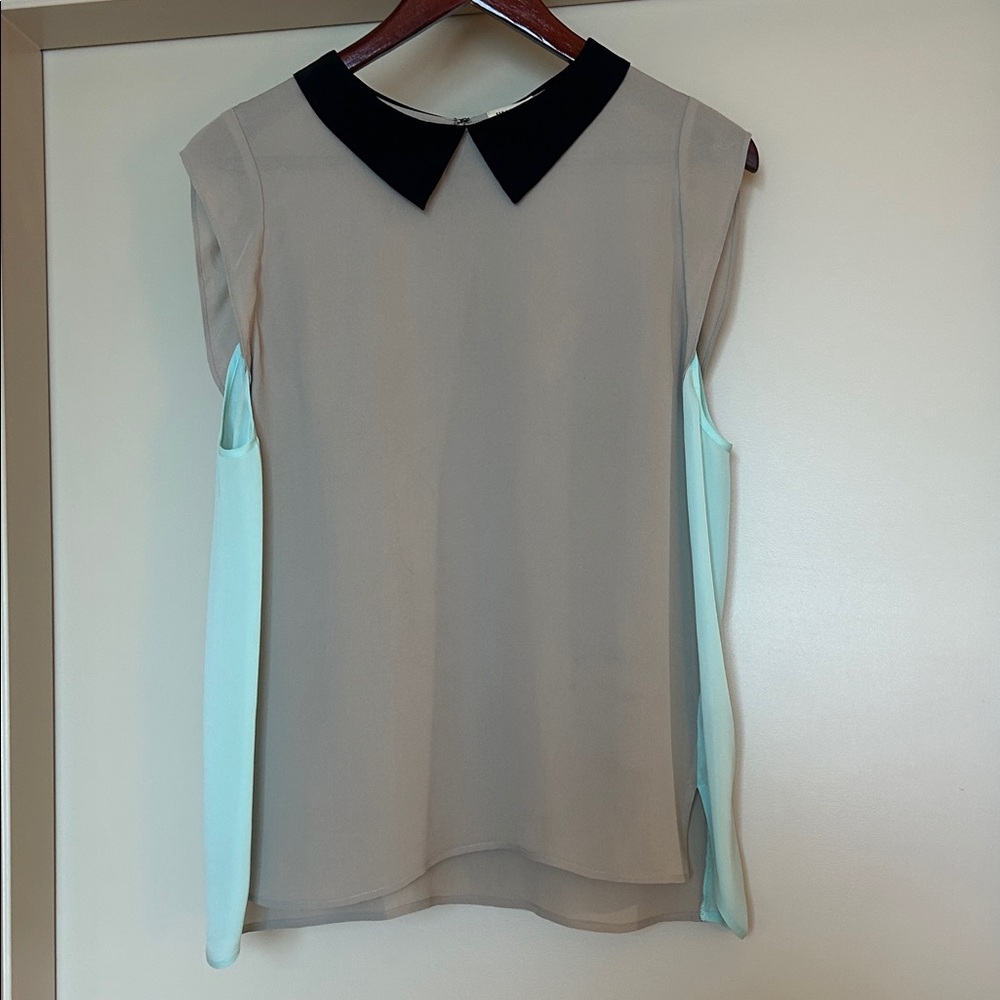 L'AGENCE Silk Collared Sleeveless Blouse